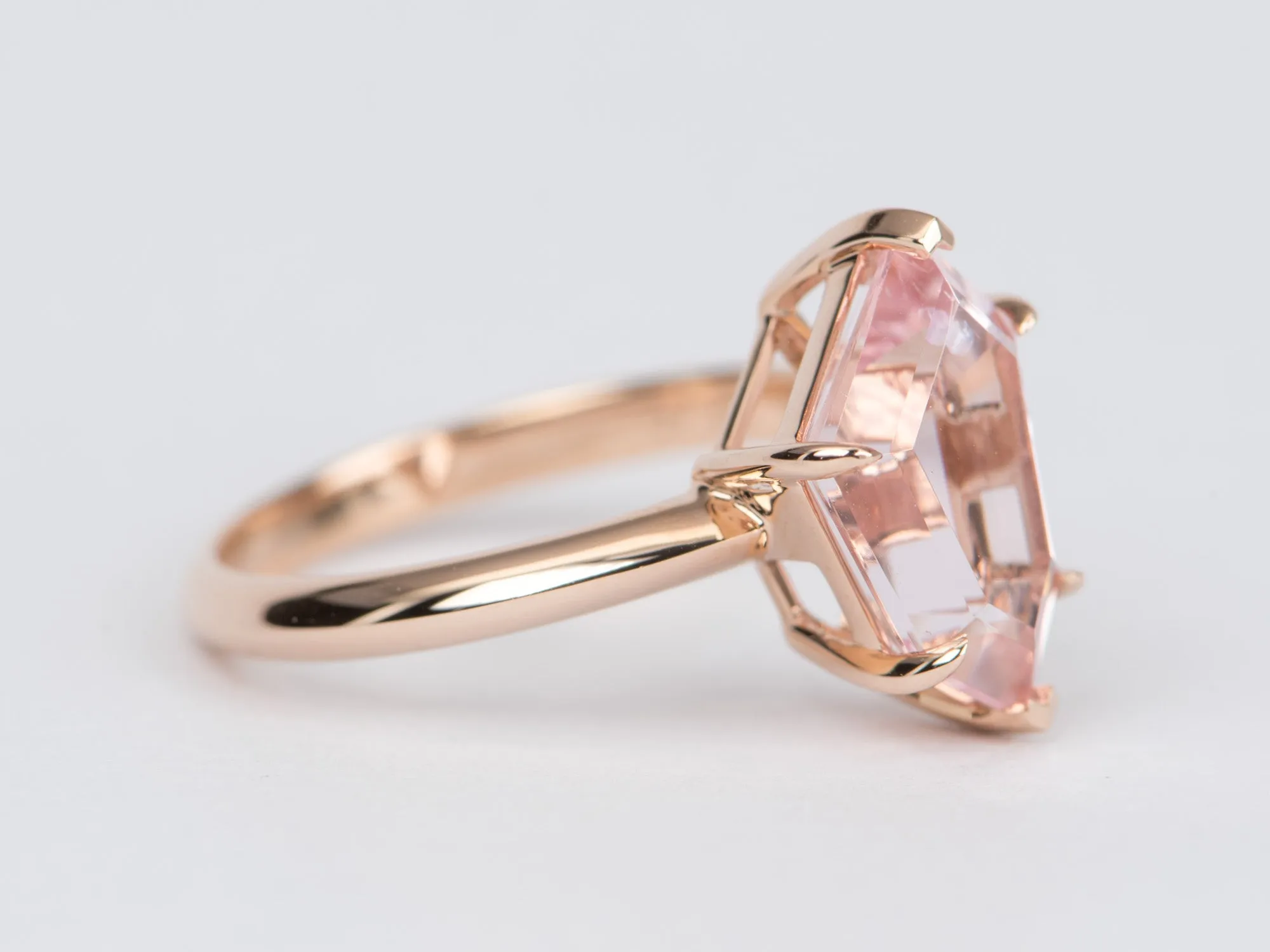 3.42ct Morganite Statement Ring 14K Rose Gold R6407