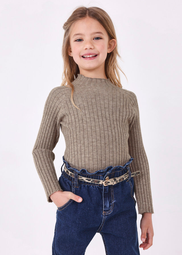 4002- Rib mockneck sweater for girl - Bright Bei