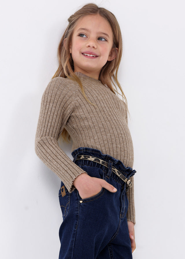 4002- Rib mockneck sweater for girl - Bright Bei