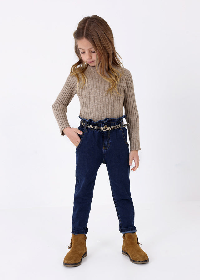 4002- Rib mockneck sweater for girl - Bright Bei