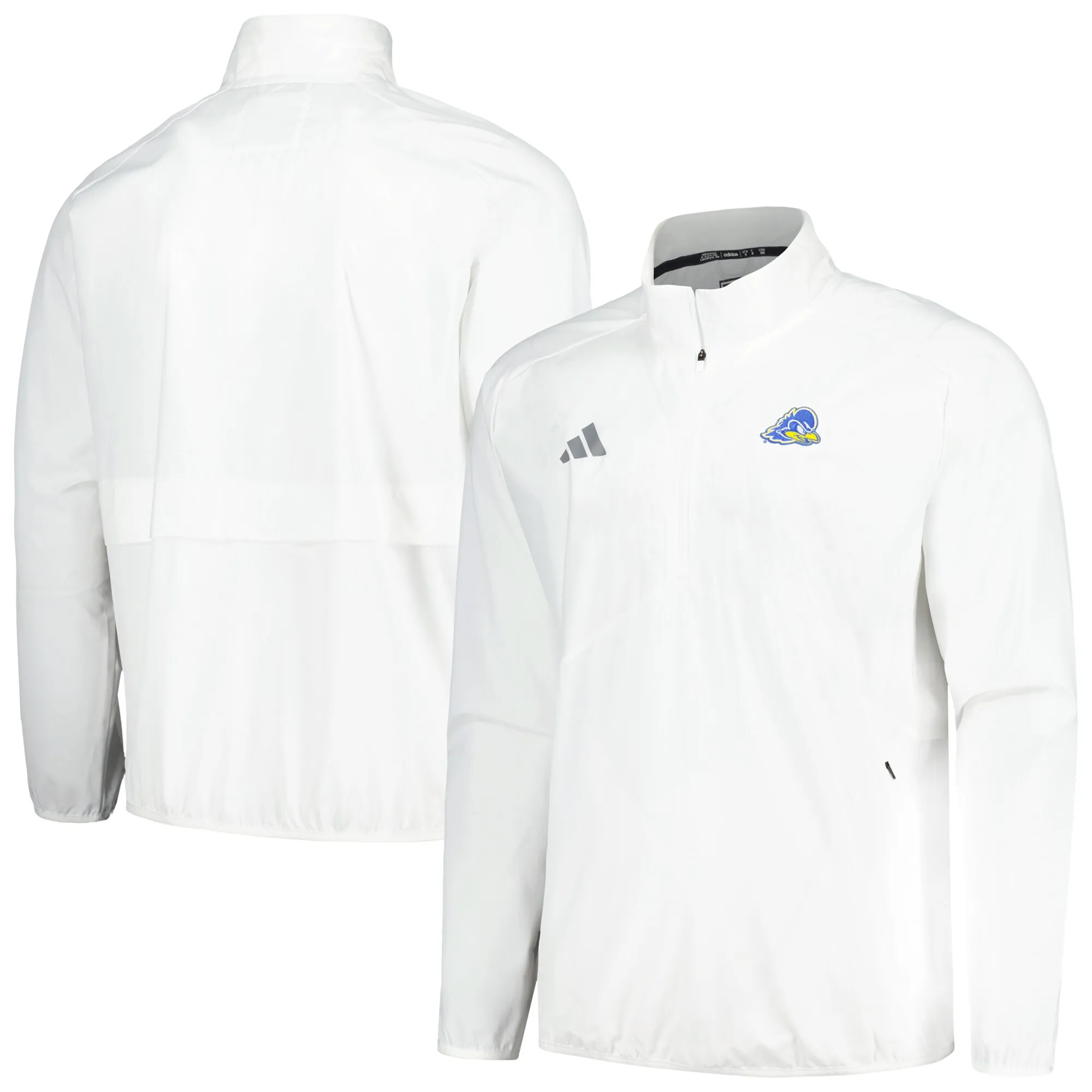 adidas Delaware Fightin' Blue Hens White Sideline AEROREADY Raglan Quarter-Zip Jacket