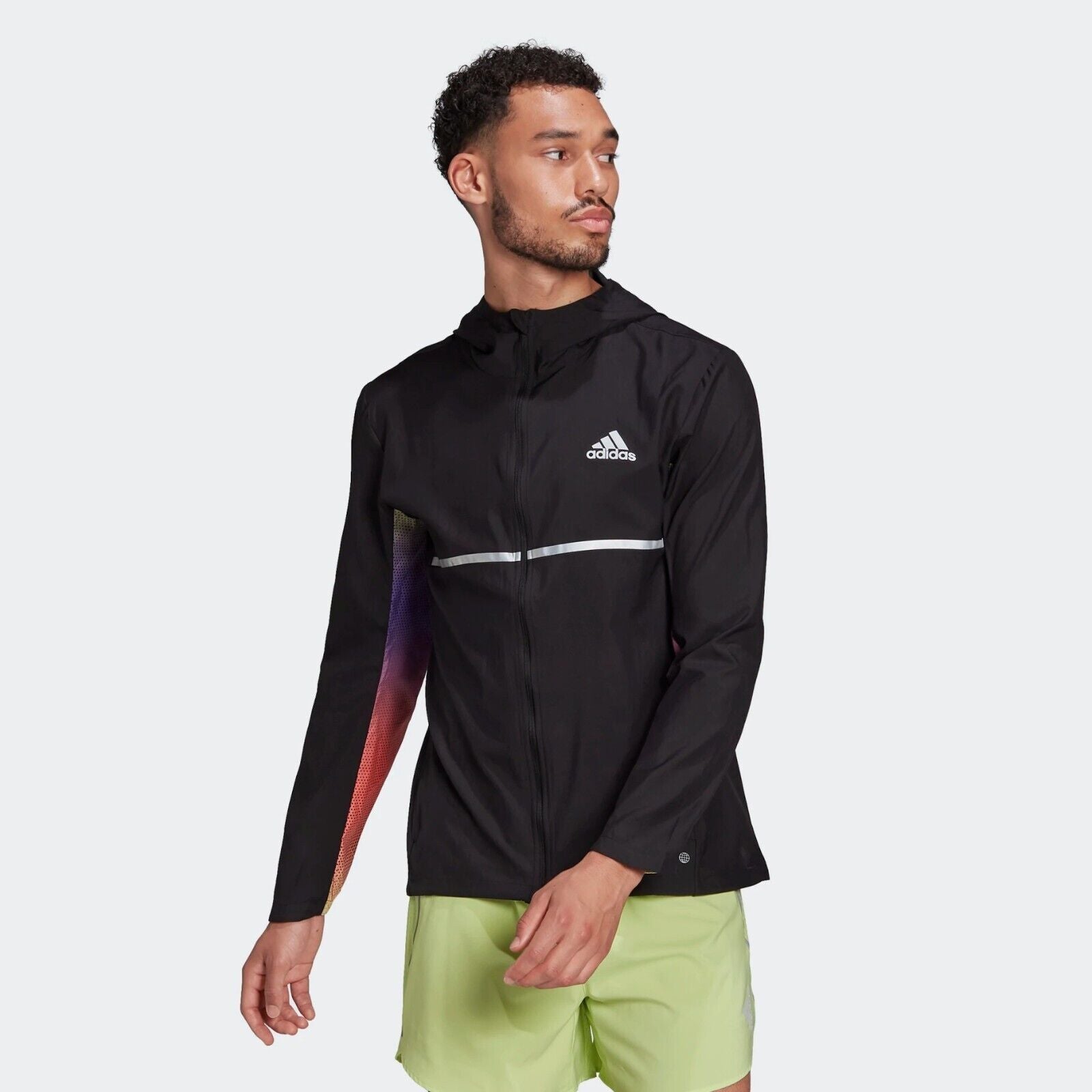 adidas Own The Run Mens Running Jacket Black Colourblock Lightweight