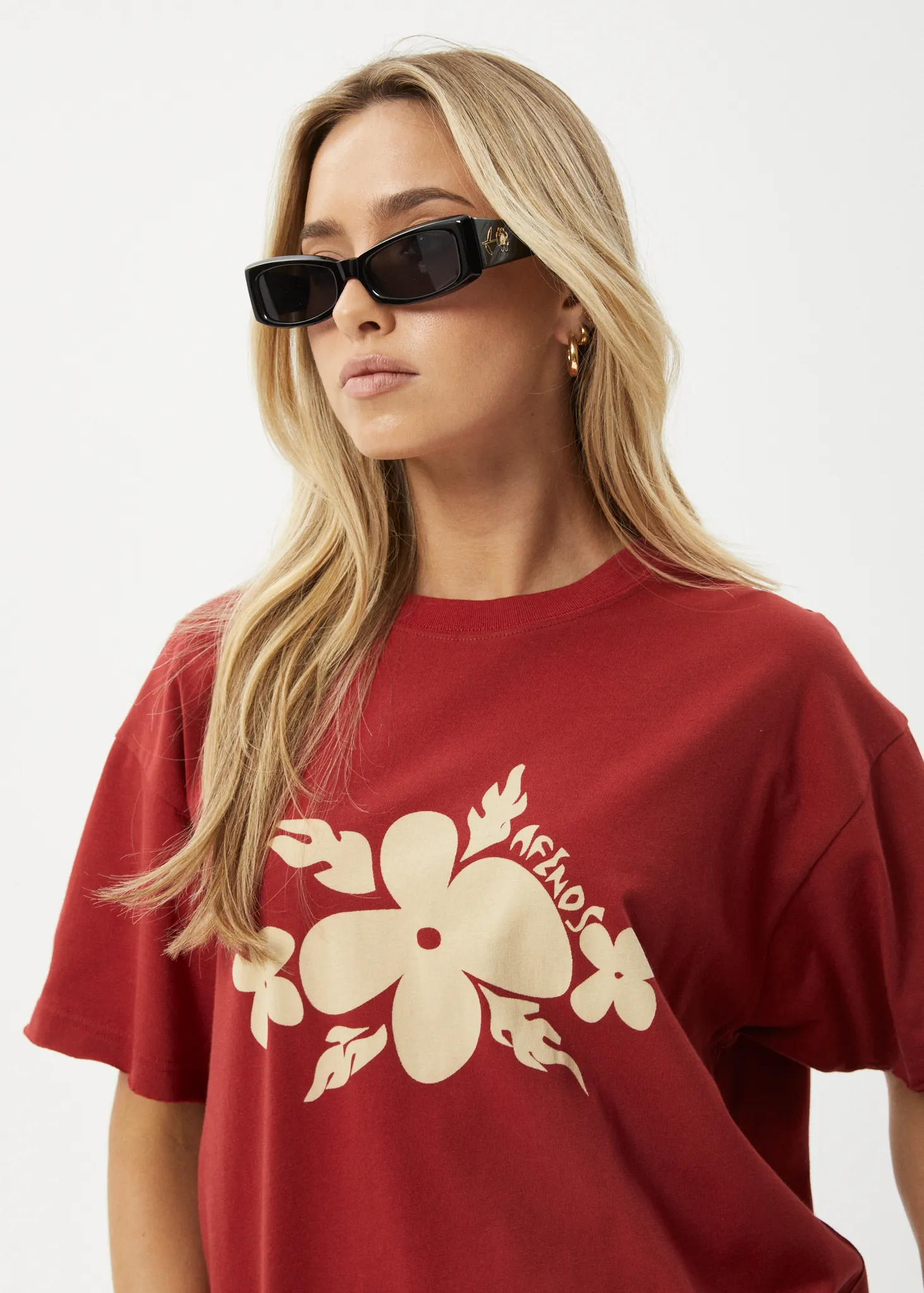 AFENDS Womens Island - Oversized T-Shirt - Ketchup