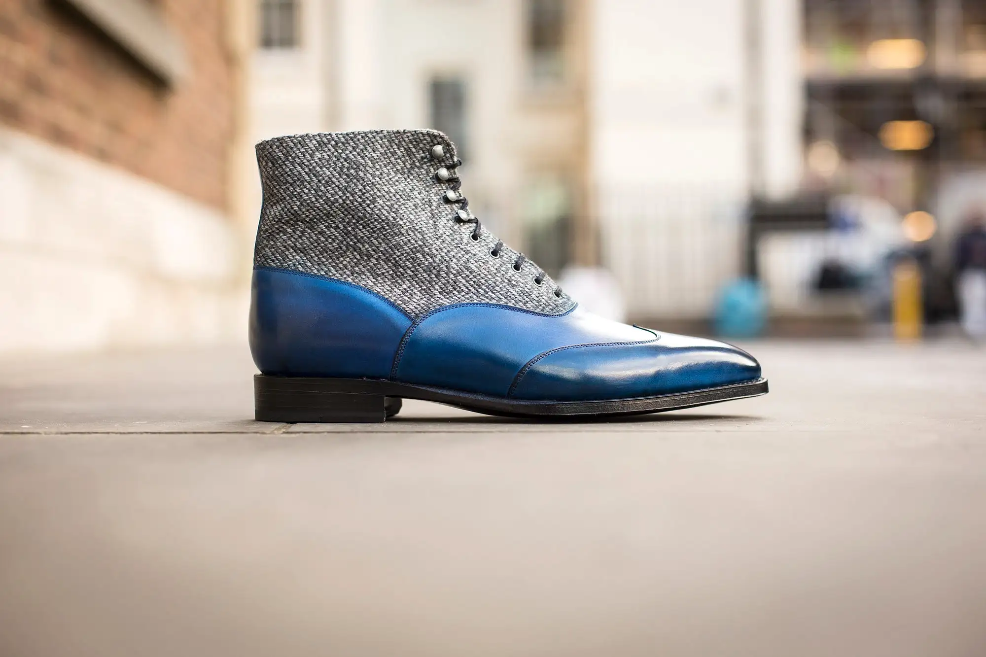 Alexander - MTO - Sky Blue Calf / Grey Poulsbo - LPB Last - Single Leather Sole