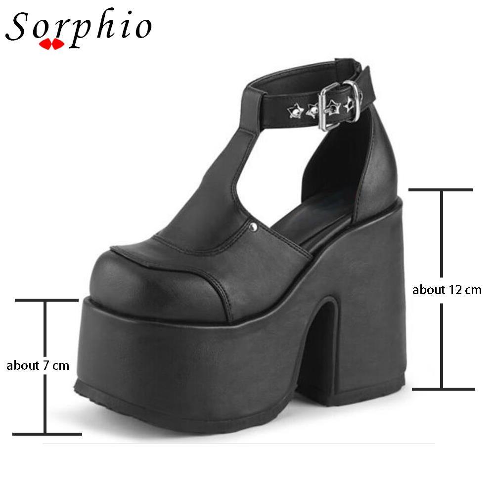 Ankle Strap Platform Pumps Goth With Chain