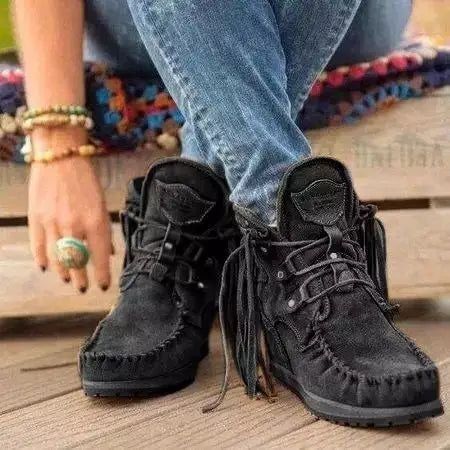 Ashore Shop Winter Women Ankle Boots British Style  Tassel Boots