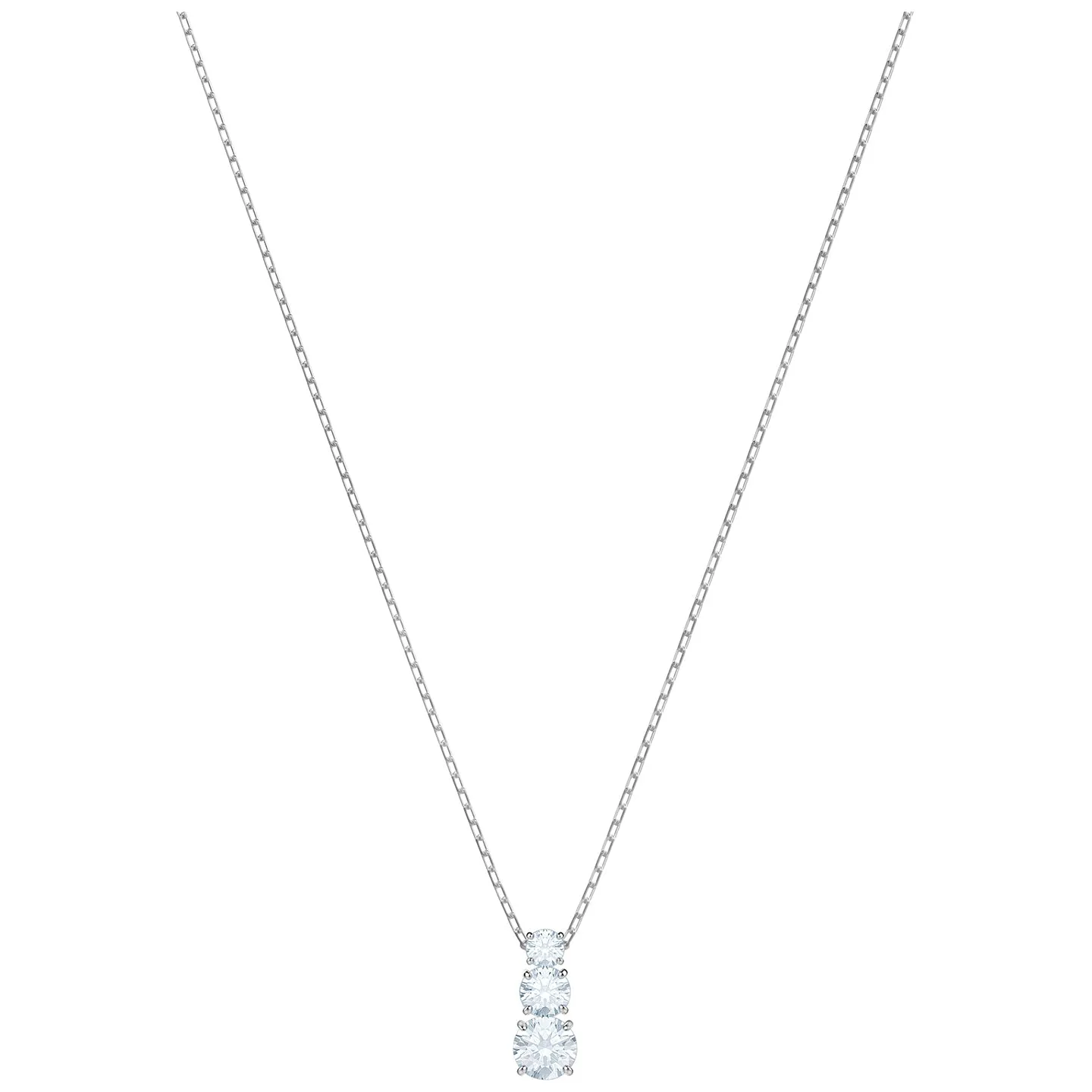 ATTRACT TRILOGY ROUND PENDANT, WHITE, RHODIUM PLATED