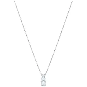 ATTRACT TRILOGY ROUND PENDANT, WHITE, RHODIUM PLATED