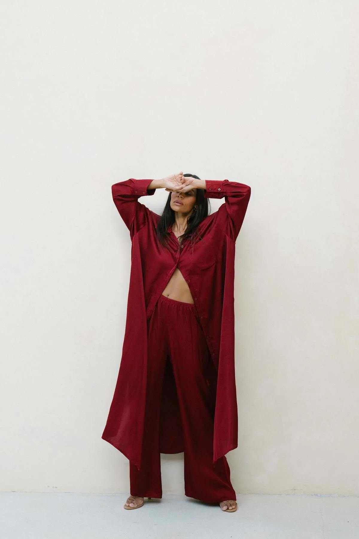 Bahhgoose Chi Long Sleeve Dress - Deep Cherry