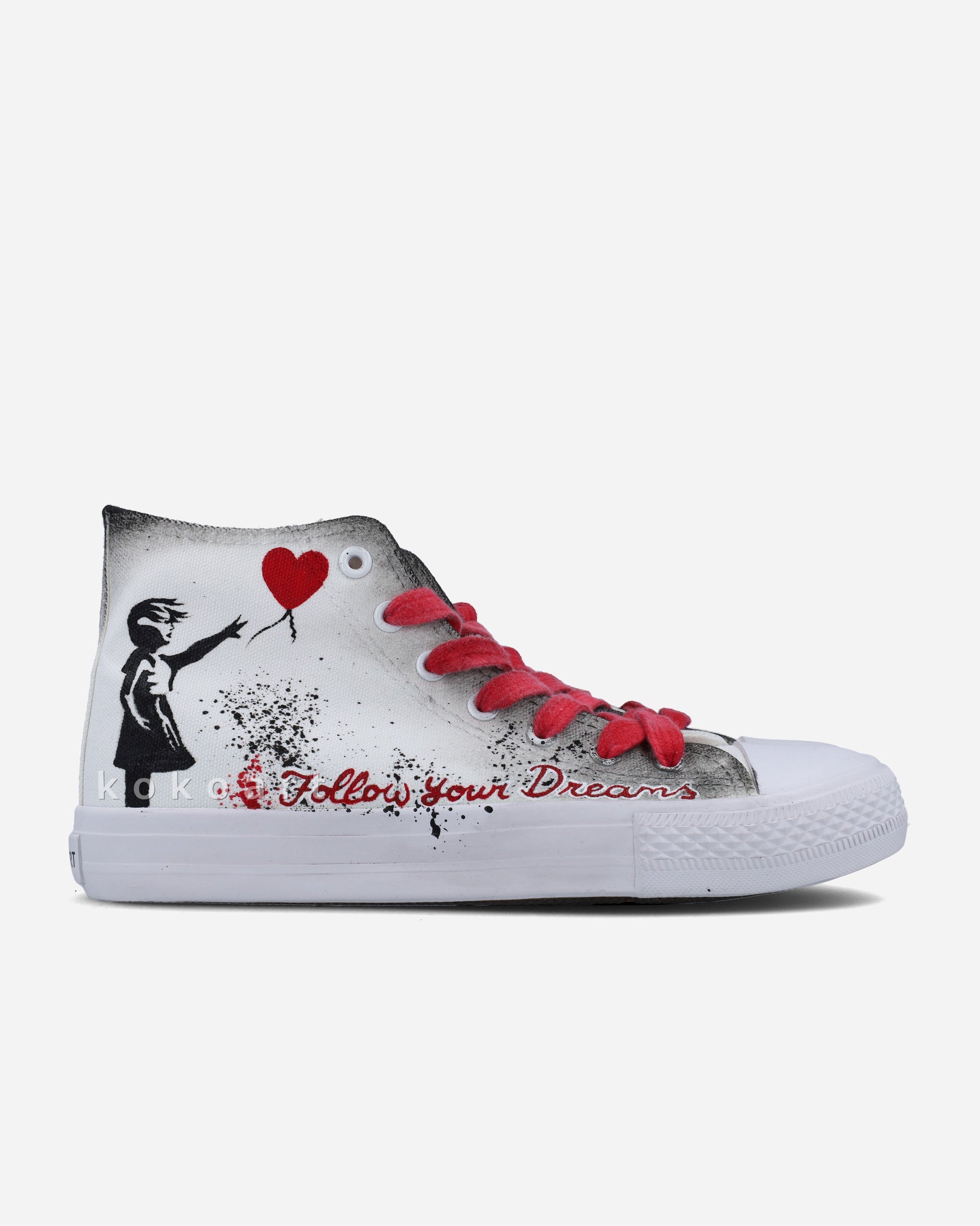 Banksy Girl with Balloon Hand Painted Shoes