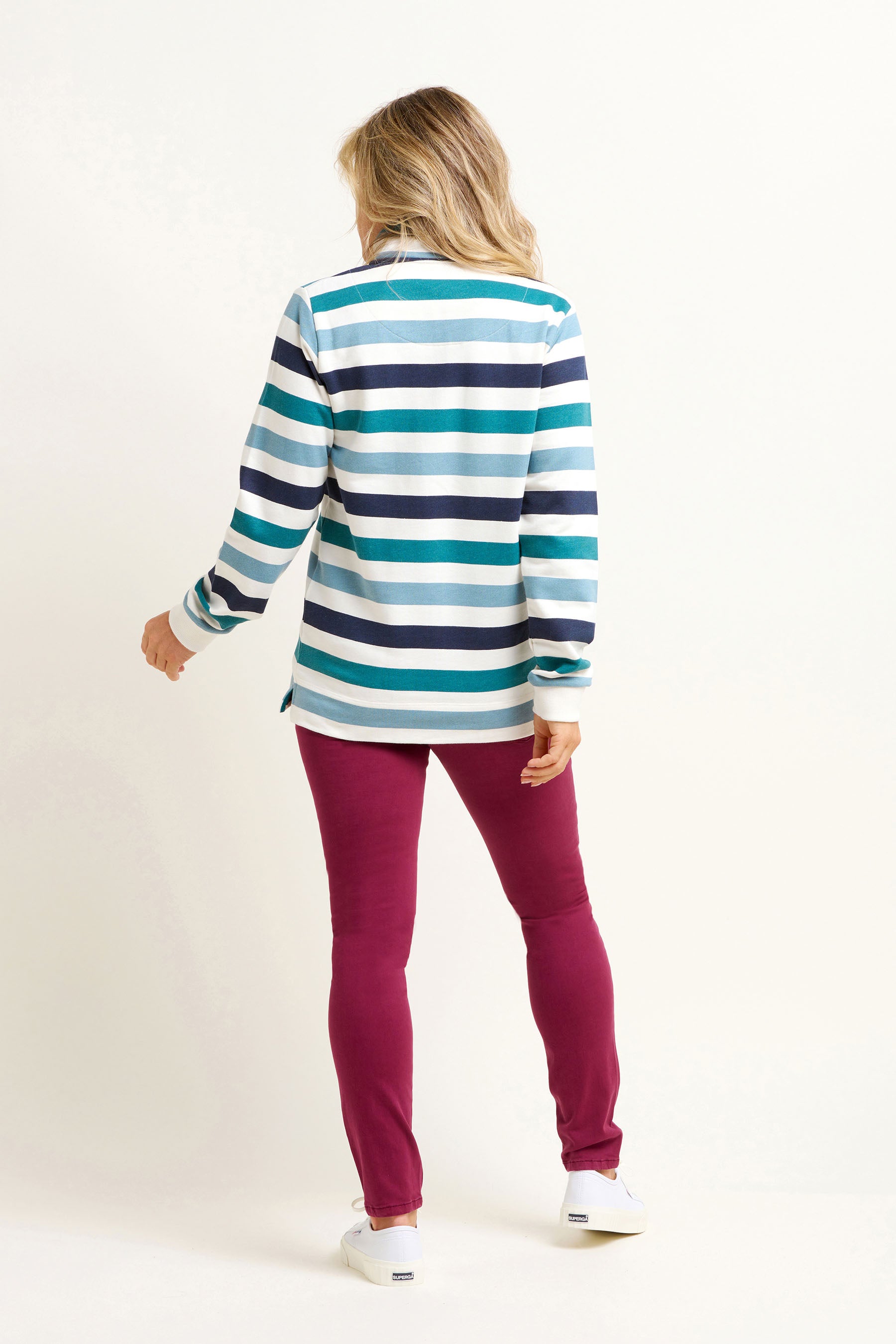 Blue Stripe Quarter Zip Sweatshirt