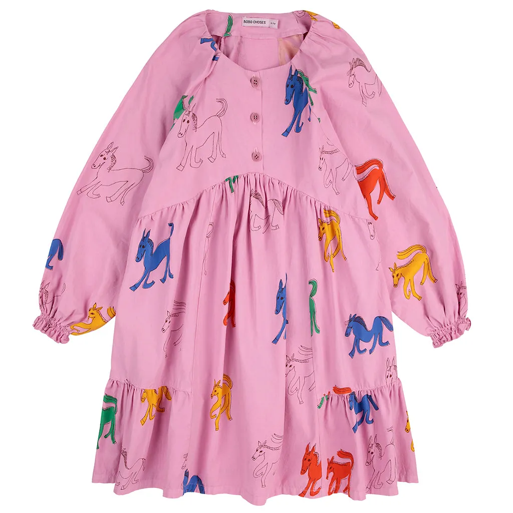 Bobo Choses Child Wonder Horse All Over Dress Pink