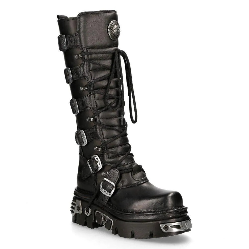 Boots | New Rock Knee High Leather Gothic Boots-272-S1 | New Rock