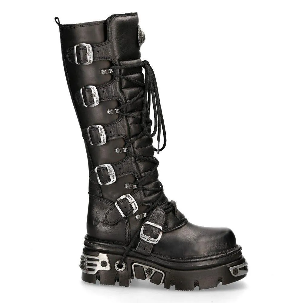 Boots | New Rock Knee High Leather Gothic Boots-272-S1 | New Rock