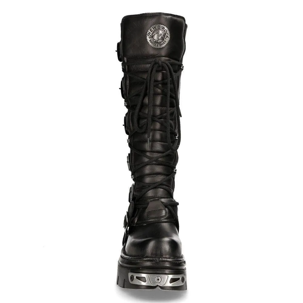 Boots | New Rock Knee High Leather Gothic Boots-272-S1 | New Rock