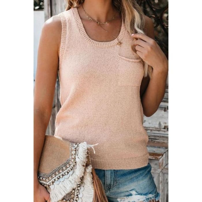 Button Back Apricot Knit Top