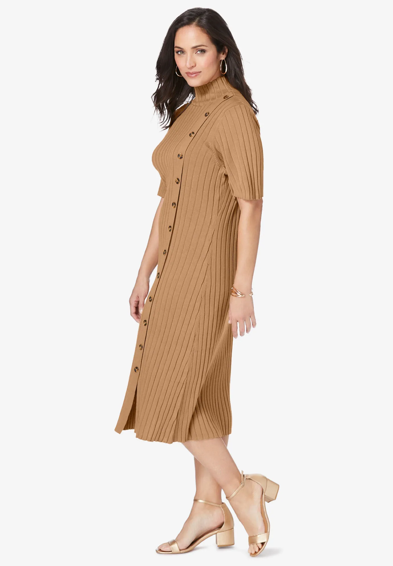 Button Front Sweater Dress