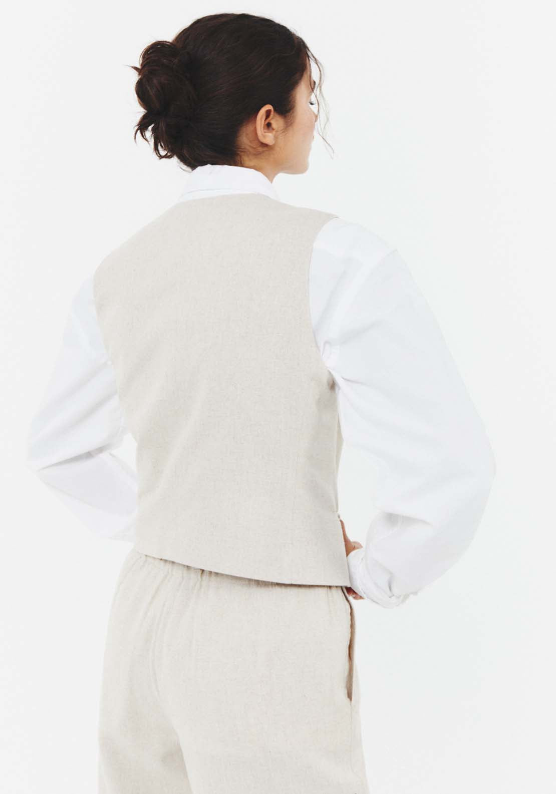 Buttons linen waistcoat - Beige