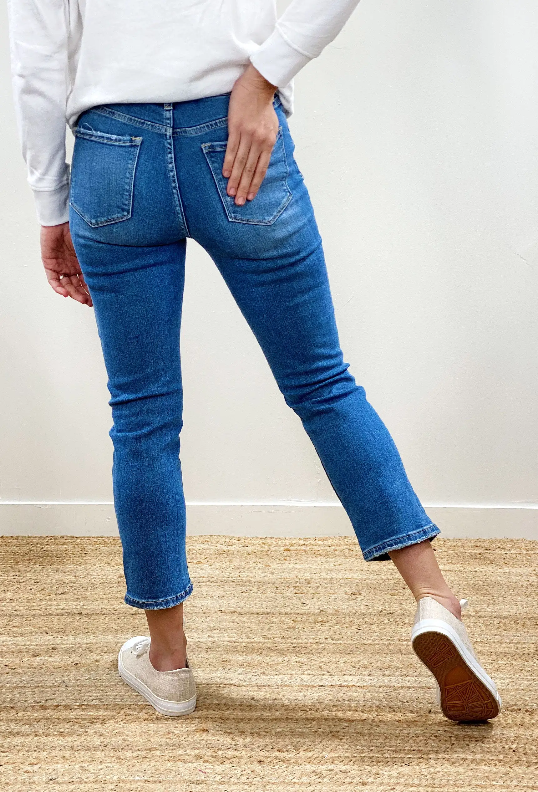 Carlene Mid-Rise Stretch Straight Jeans