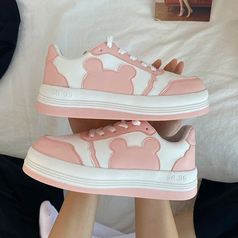 Cartoon Patchwork Sneakers with Thick Heels