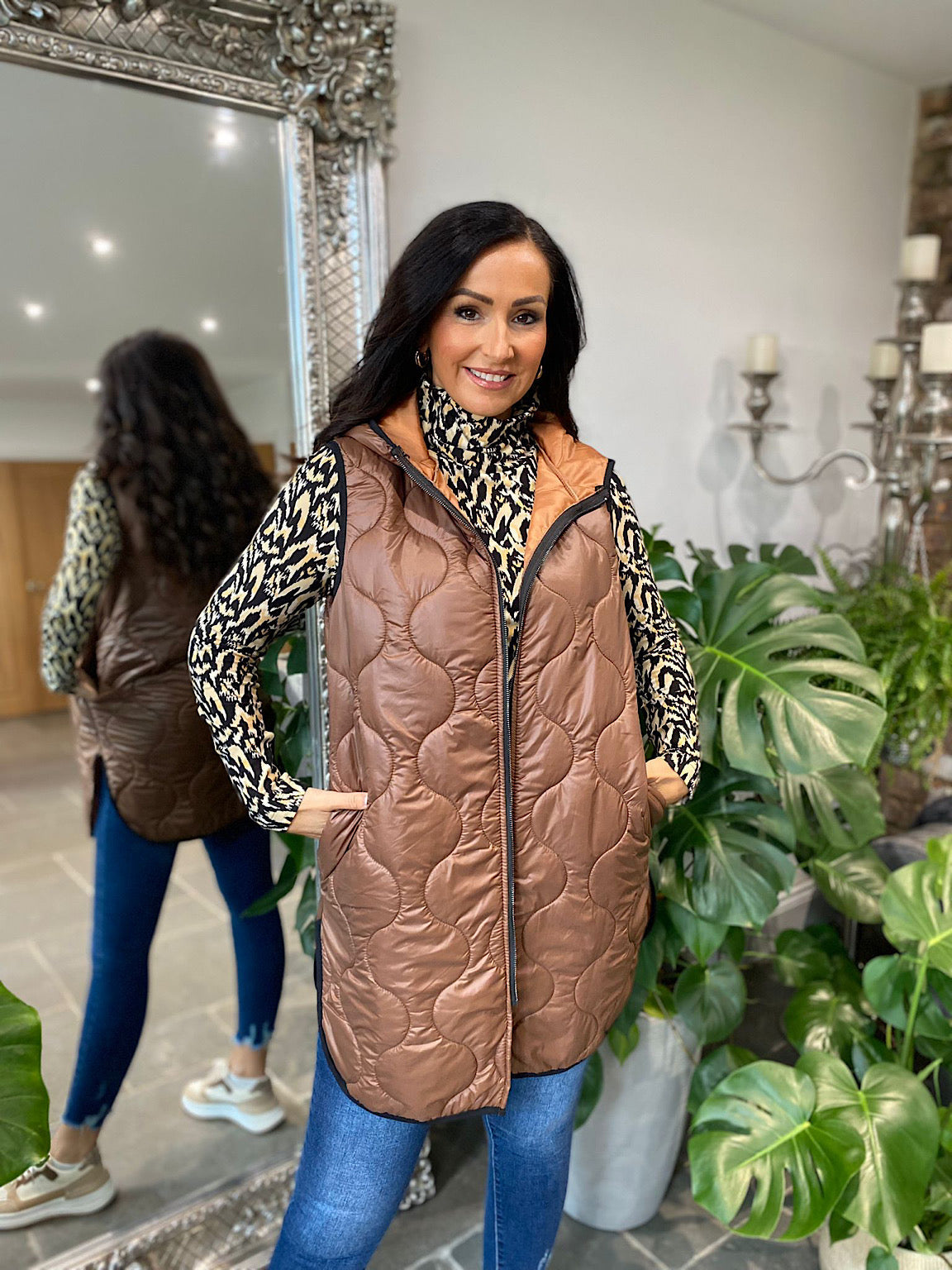 Chocolate Quilted Gilet Lucy