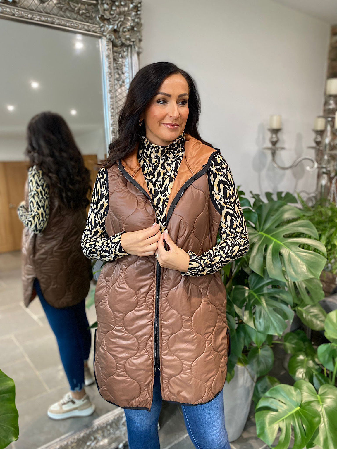 Chocolate Quilted Gilet Lucy