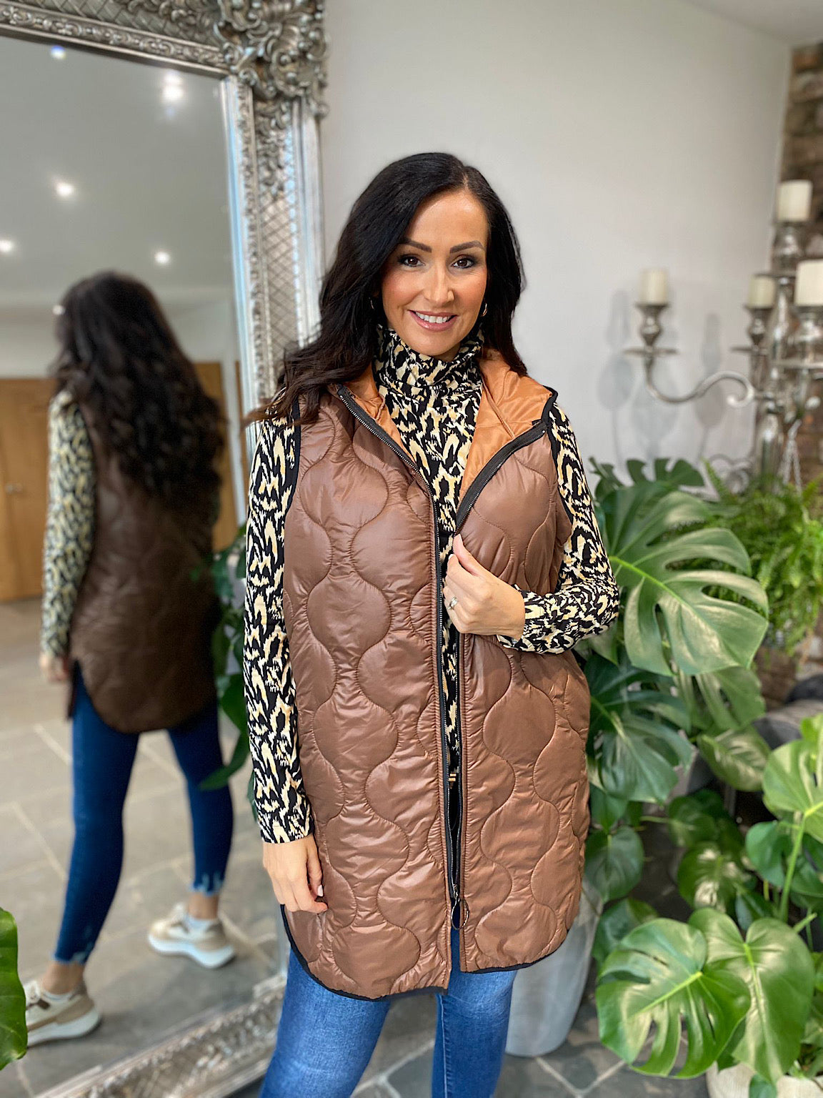 Chocolate Quilted Gilet Lucy