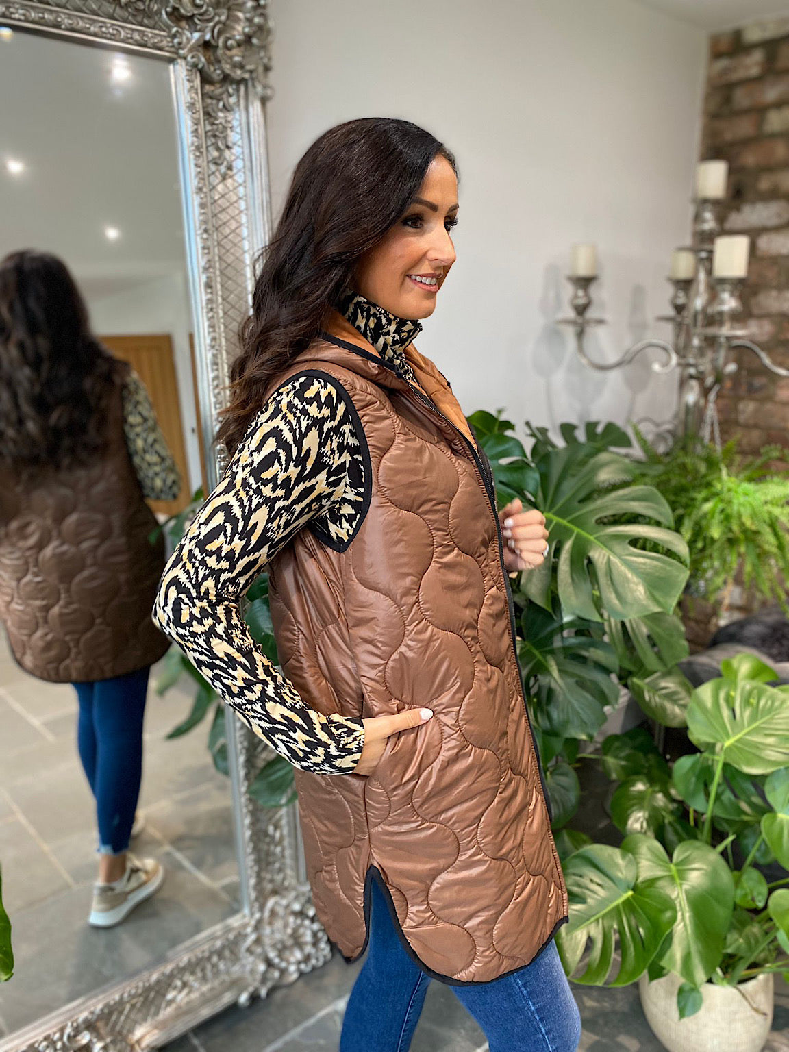 Chocolate Quilted Gilet Lucy