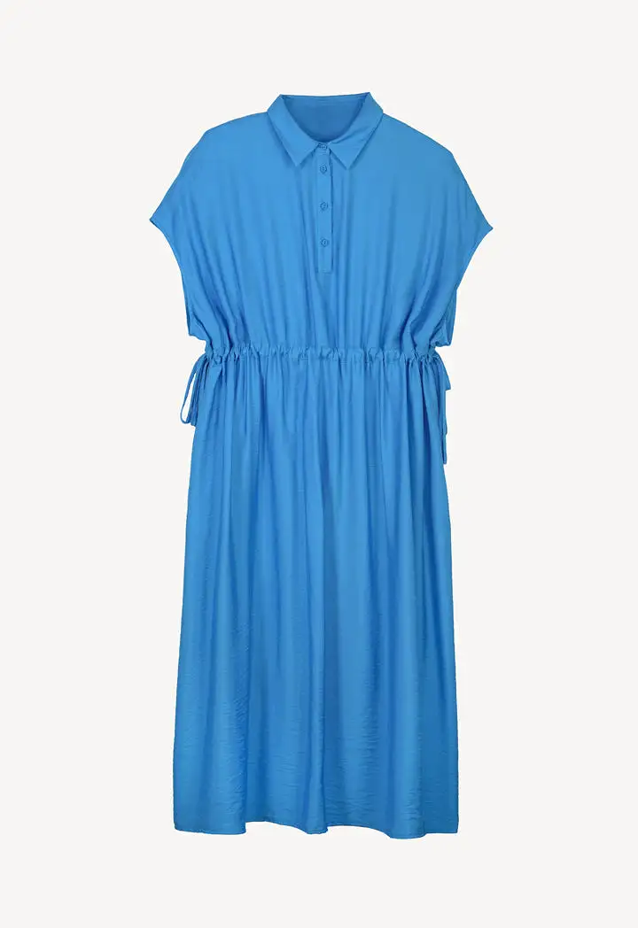 Continous Sleeve Dress With Waist Drawstring