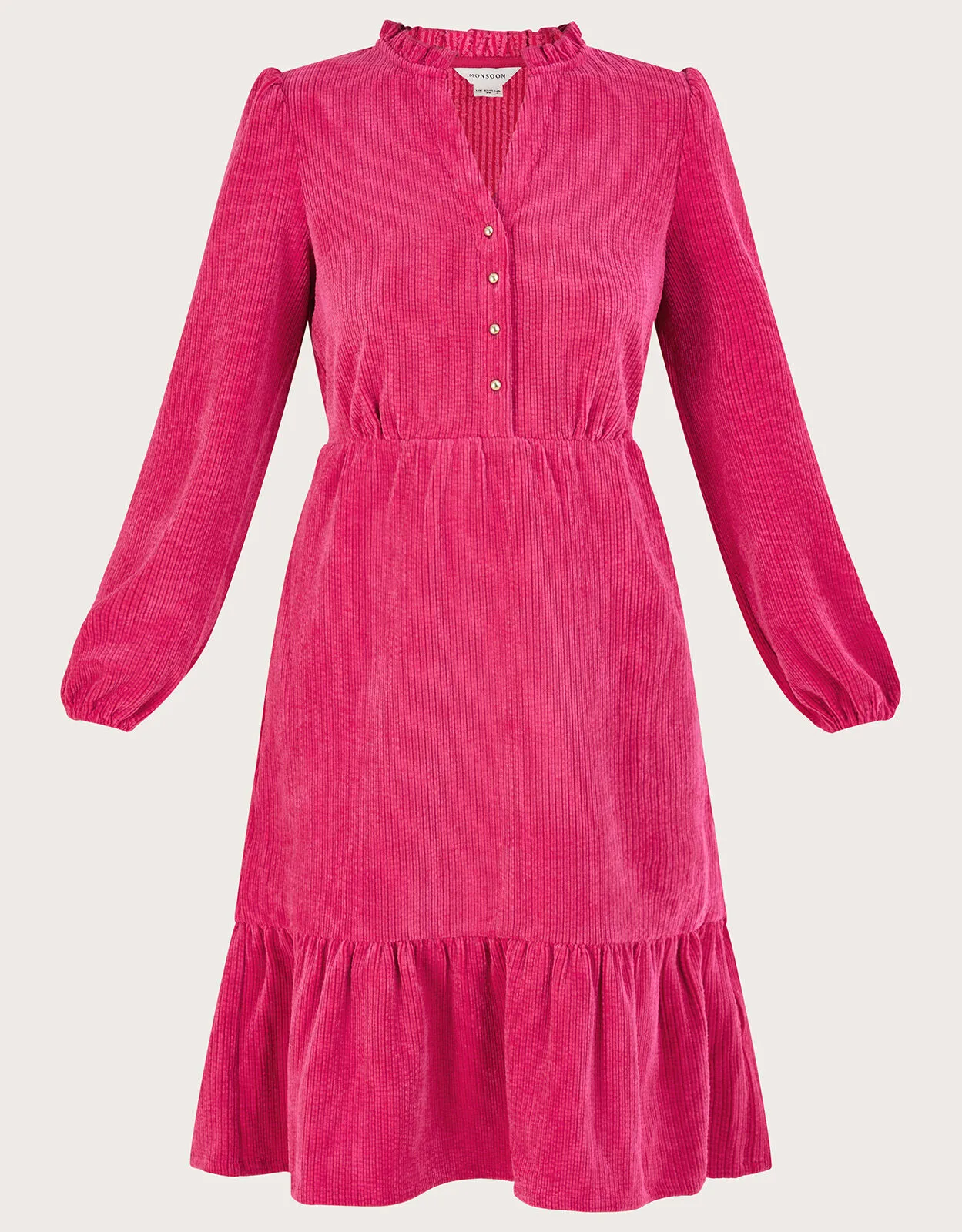 Cord Buttoned Dress Pink