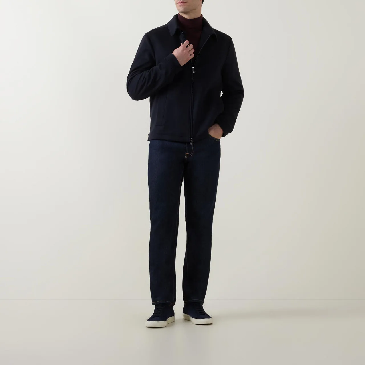 CORNELIANI Blouson Wool Jacket - Navy