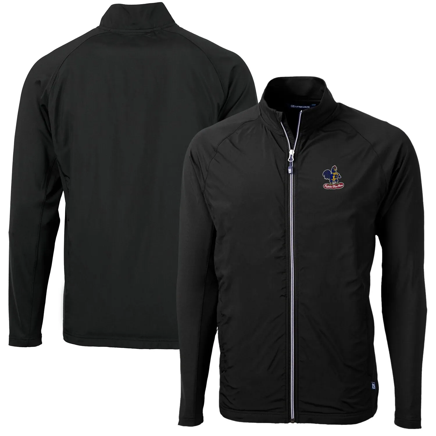 Cutter & Buck Delaware Fightin' Blue Hens Black Adapt Eco Knit Hybrid Recycled Big & Tall Full-Zip Jacket