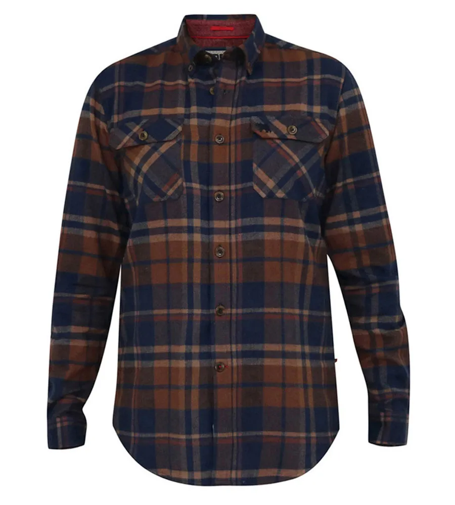 D555 Big Mens Long Sleeve Check Overshirt With Two Patch Pockets (SHERLOCK)