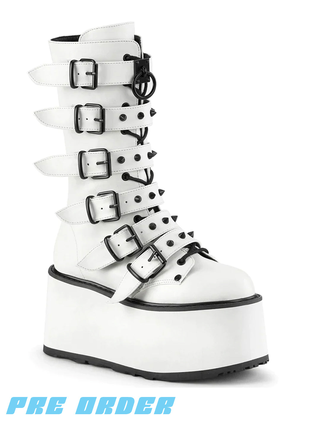 DEMONIA DAMNED-225 - WHITE VEGAN LEATHER  PRE ORDER 