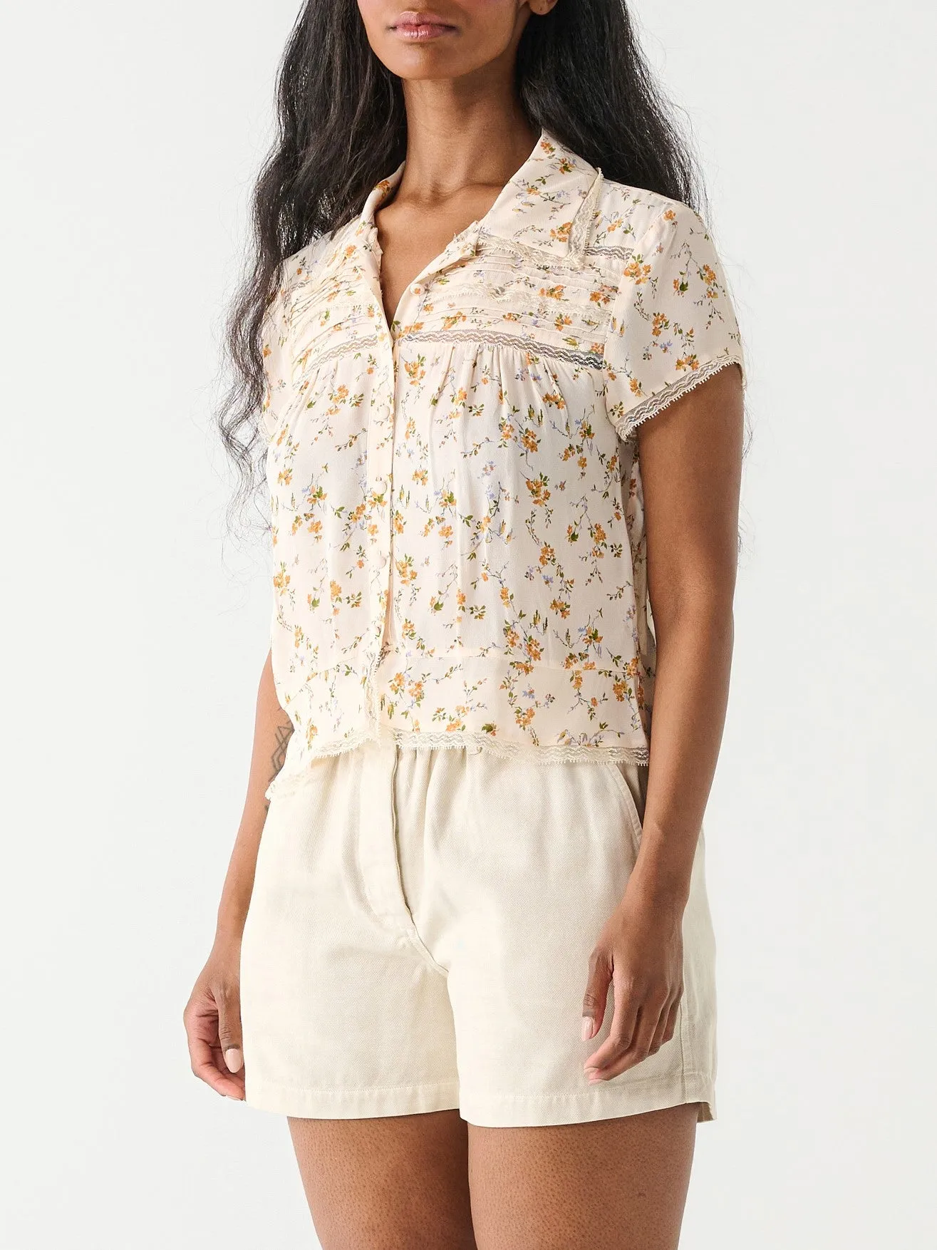 DEX Floral Button Front Blouse