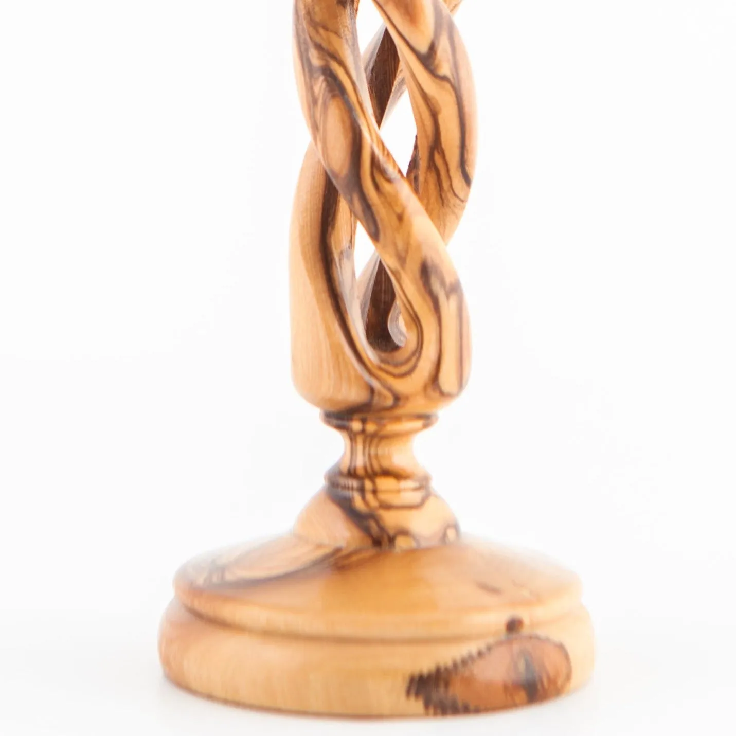 Elegant Olive Wood Candle Holder 7.5 Tall