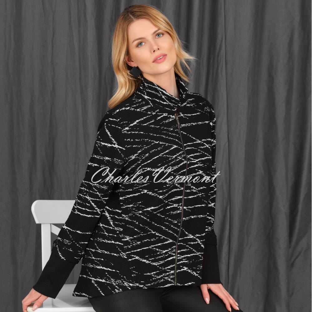 EverSassy Knit Zip Jacket - Style 12250 (Black / White)