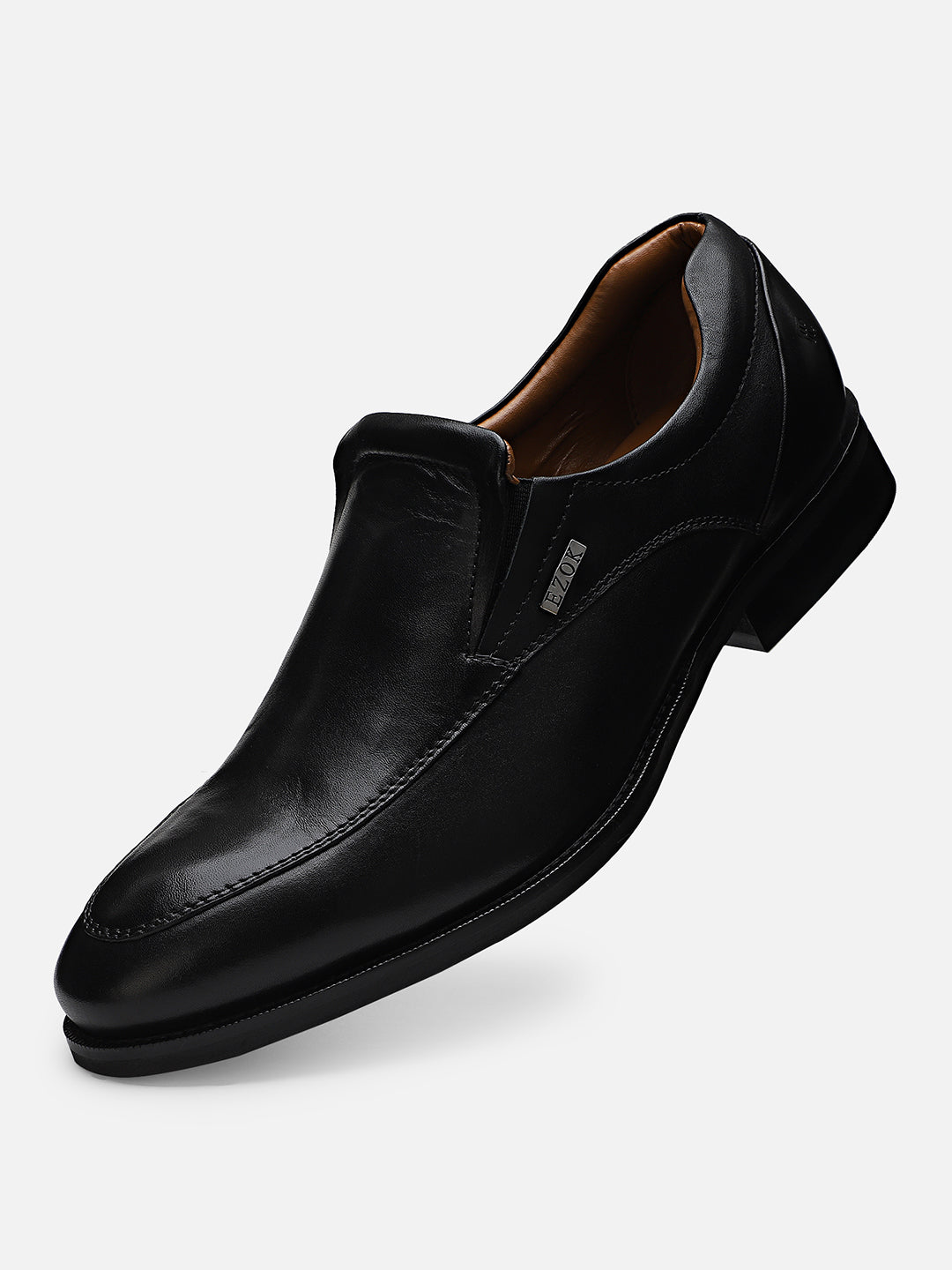 Ezok Men Black Leather Formal Shoes