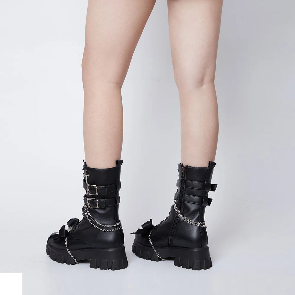 Fashionable Gothic Platform Buckles Chains Punk