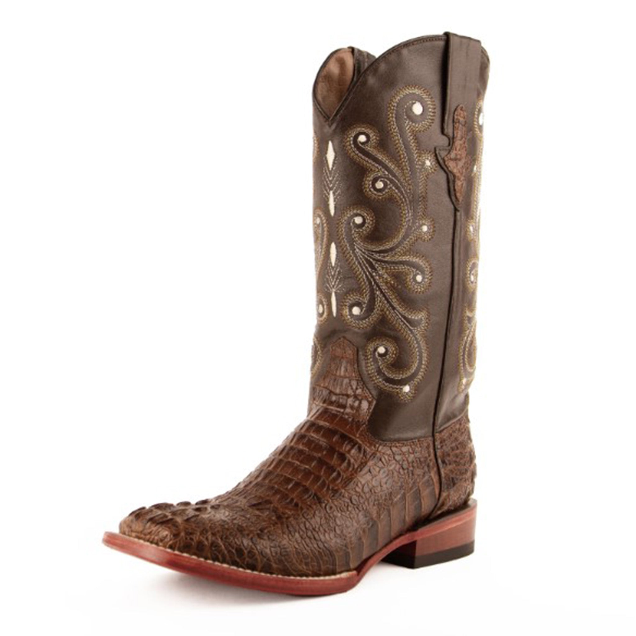 Ferrini Men's Caiman Print Sport Rust Square Toe