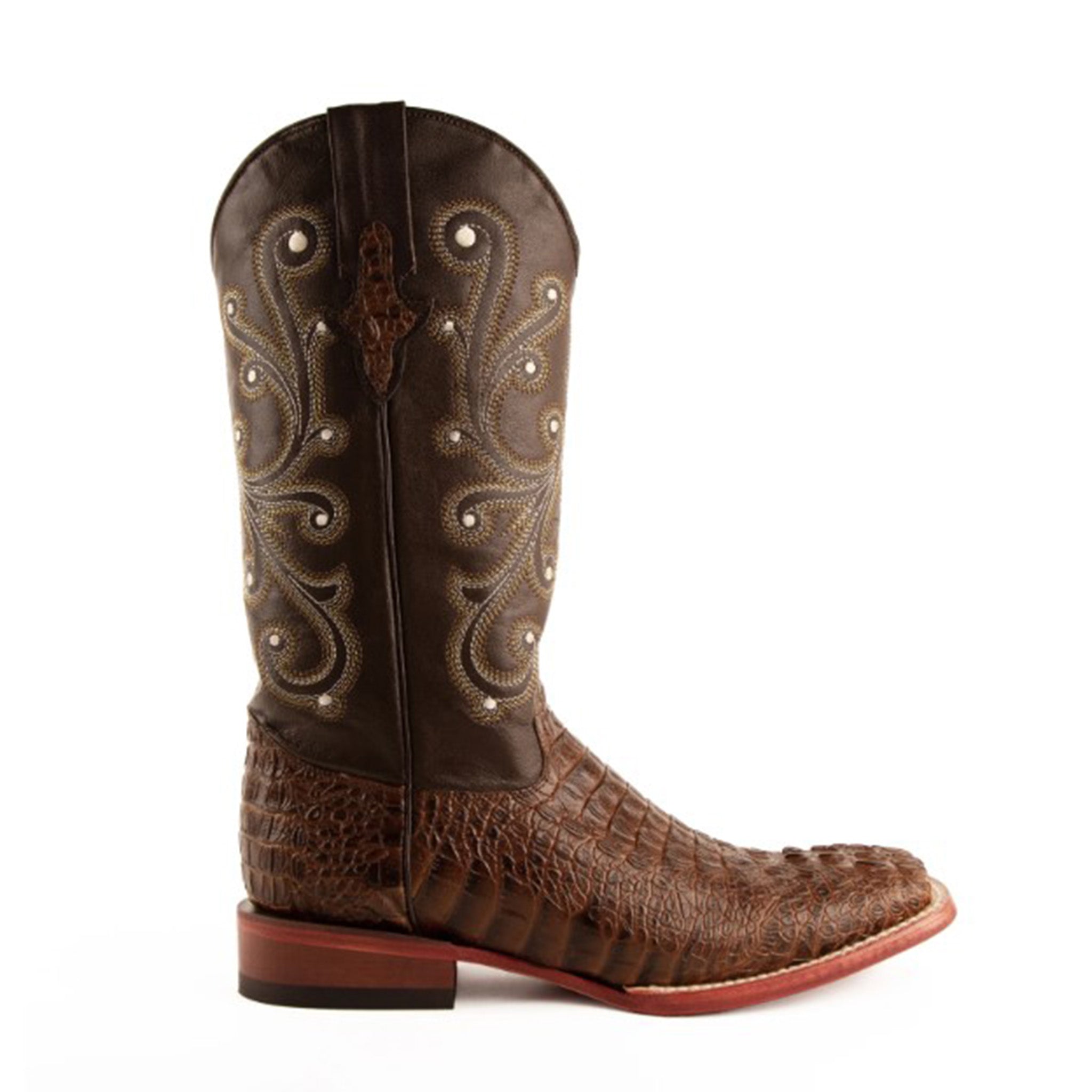 Ferrini Men's Caiman Print Sport Rust Square Toe