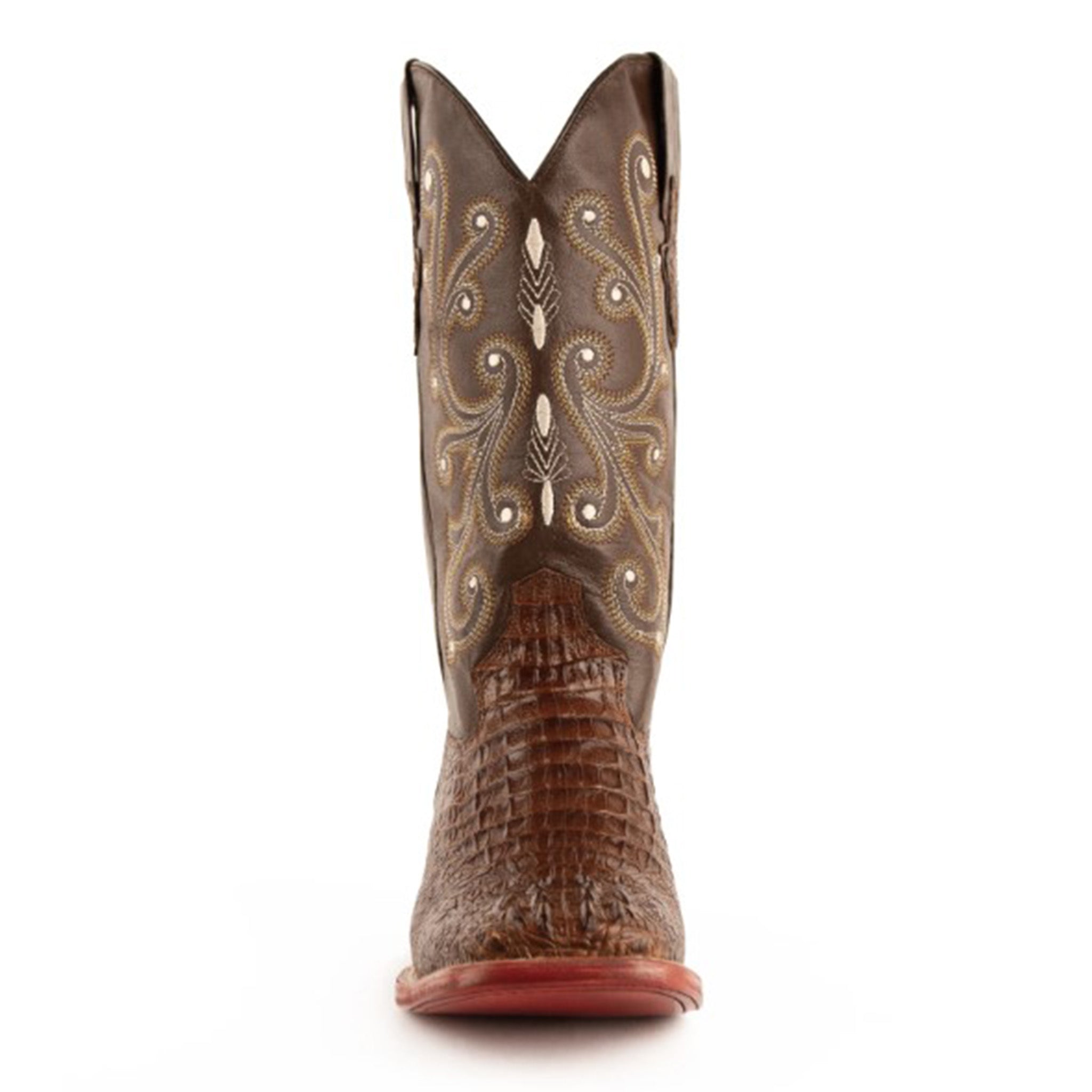 Ferrini Men's Caiman Print Sport Rust Square Toe