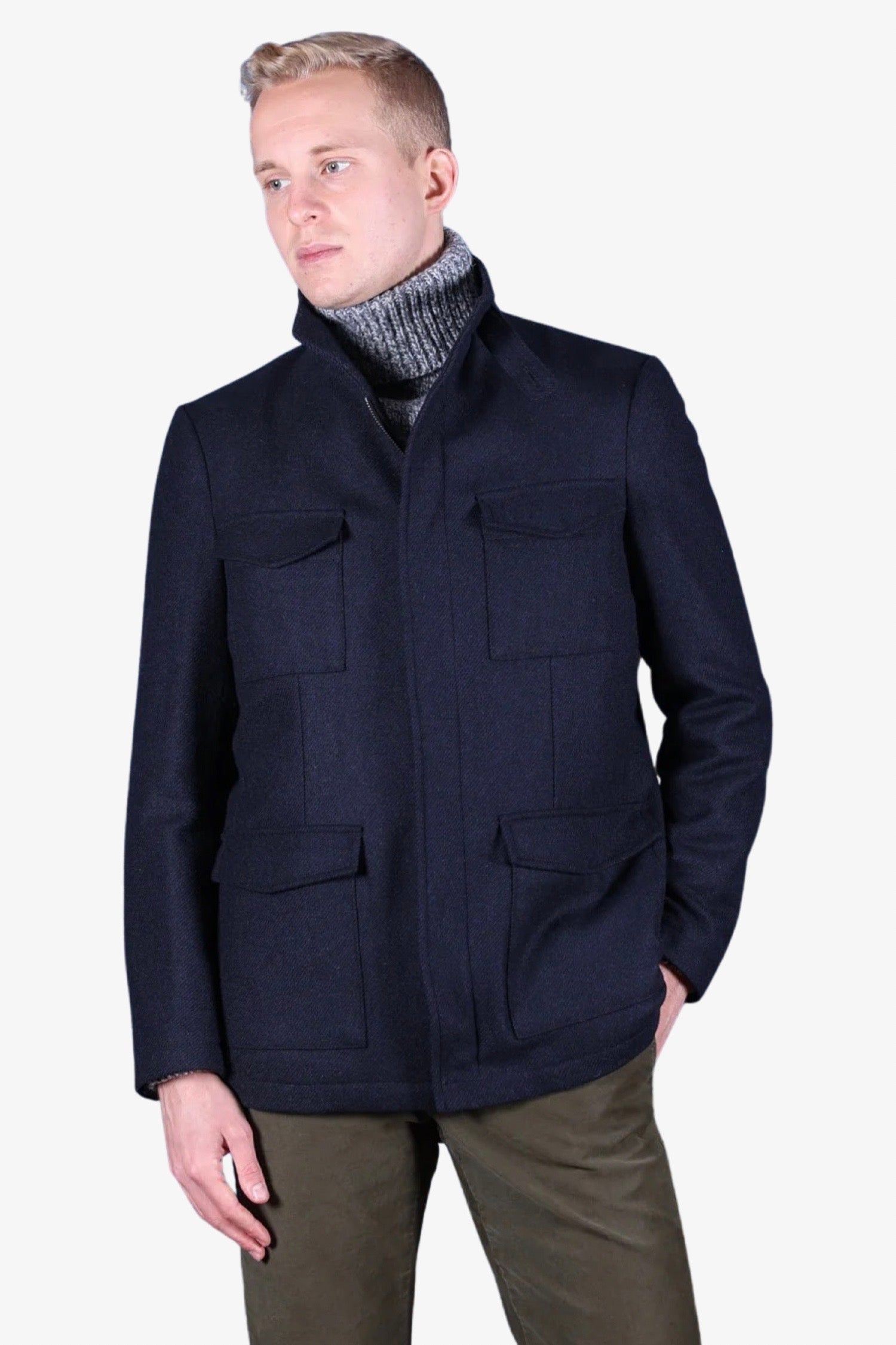 FIELD JACKET HARRIS TWEED BLU