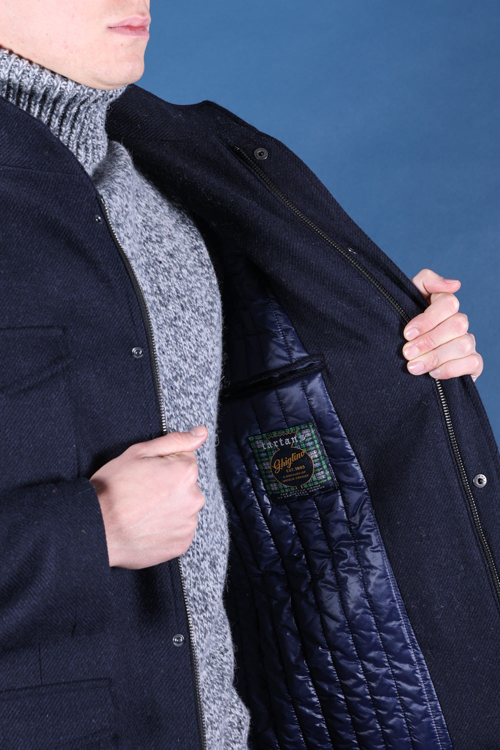 FIELD JACKET HARRIS TWEED BLU