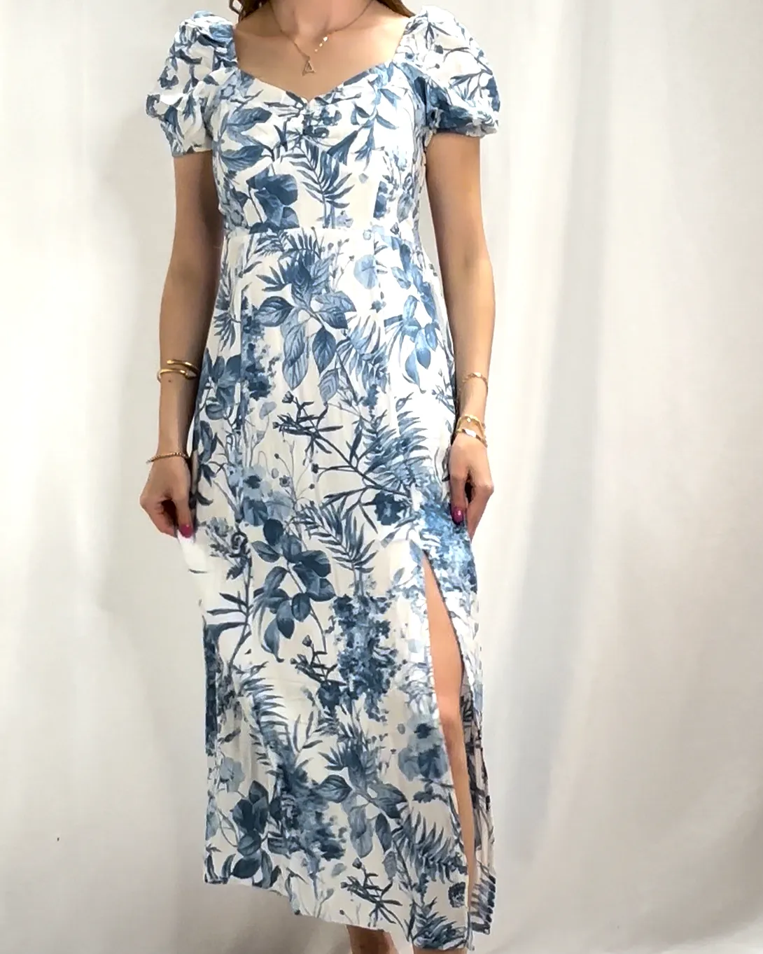 Floral Print Dress - Blue