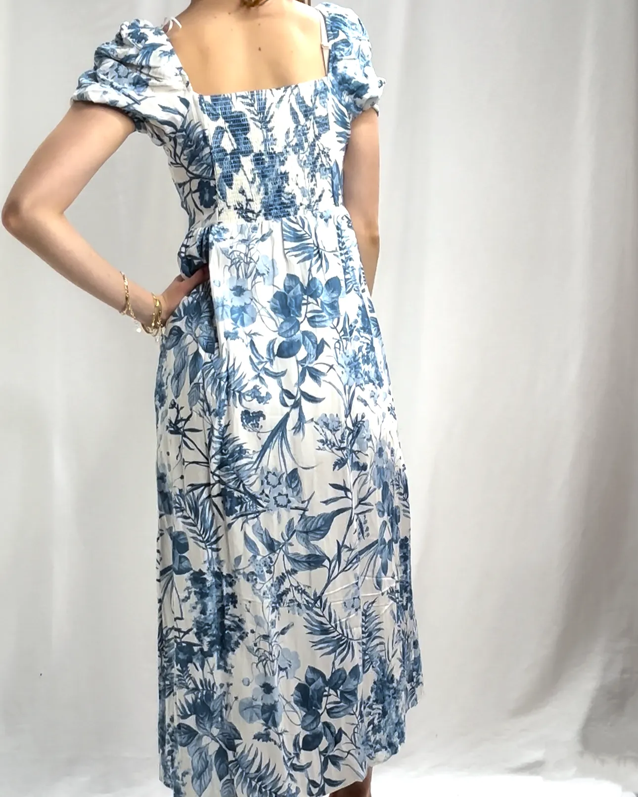 Floral Print Dress - Blue