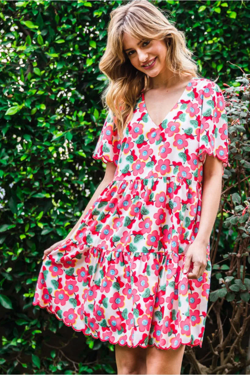 Floral Print Short Sleeve Dress