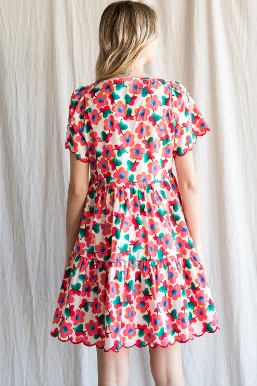 Floral Print Short Sleeve Dress