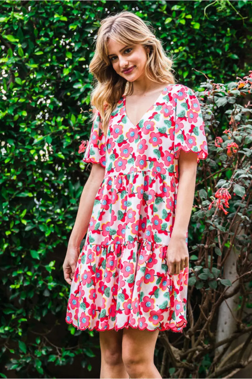 Floral Print Short Sleeve Dress