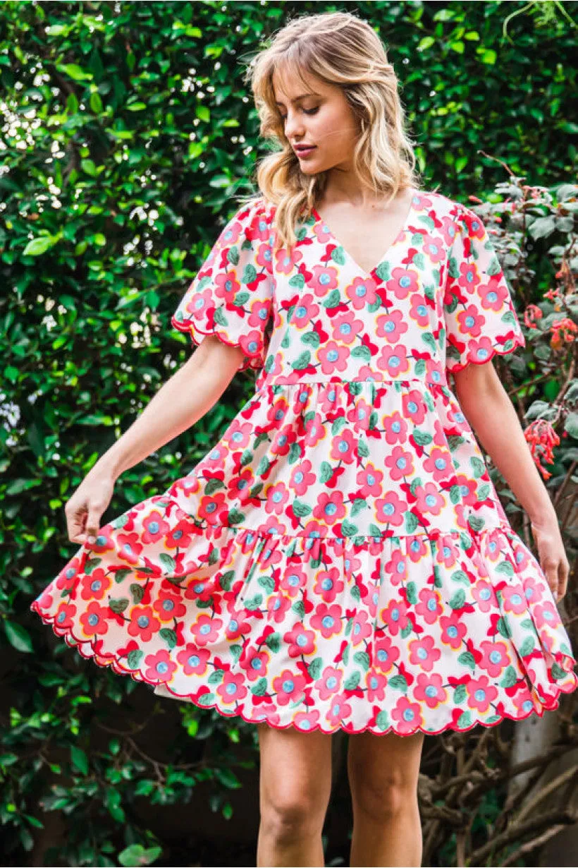 Floral Print Short Sleeve Dress